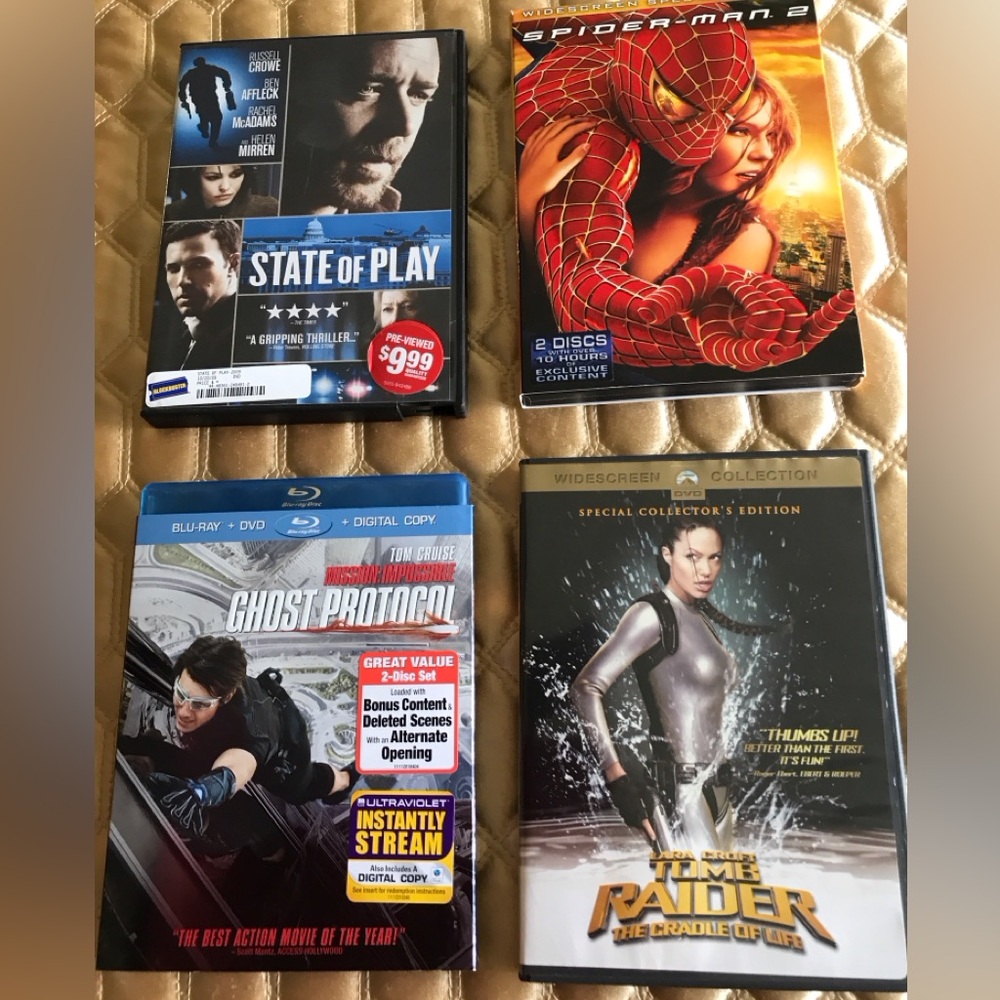 4 DVD Movie Collection Includes action and adventure titles.
